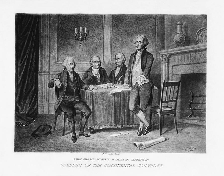 Leaders Of The Continental Congress - John Adams - Morris - Hamilton - Jefferson Drawing