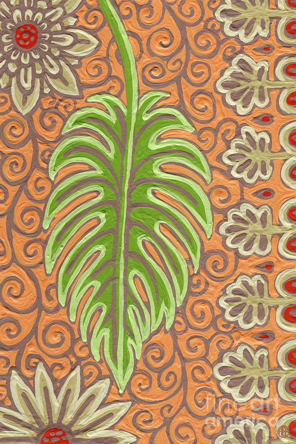 Leaf And Design Apricot Orange 2 Painting by Amy E Fraser