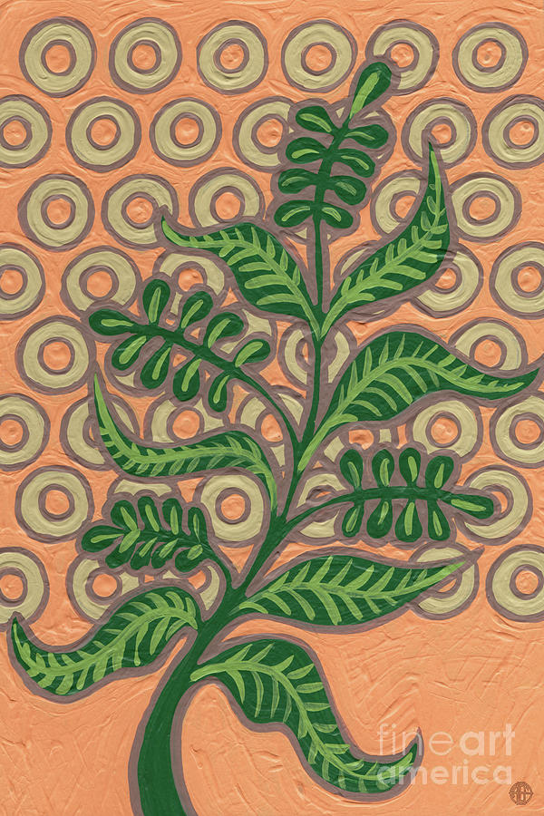 Leaf And Design Apricot Orange 3 Painting by Amy E Fraser