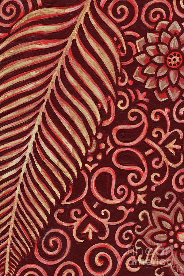 Leaf And Design Autumn Red 5 Painting by Amy E Fraser