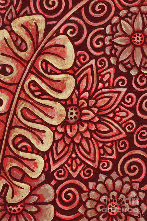 Leaf And Design Autumn Red 6 Painting by Amy E Fraser