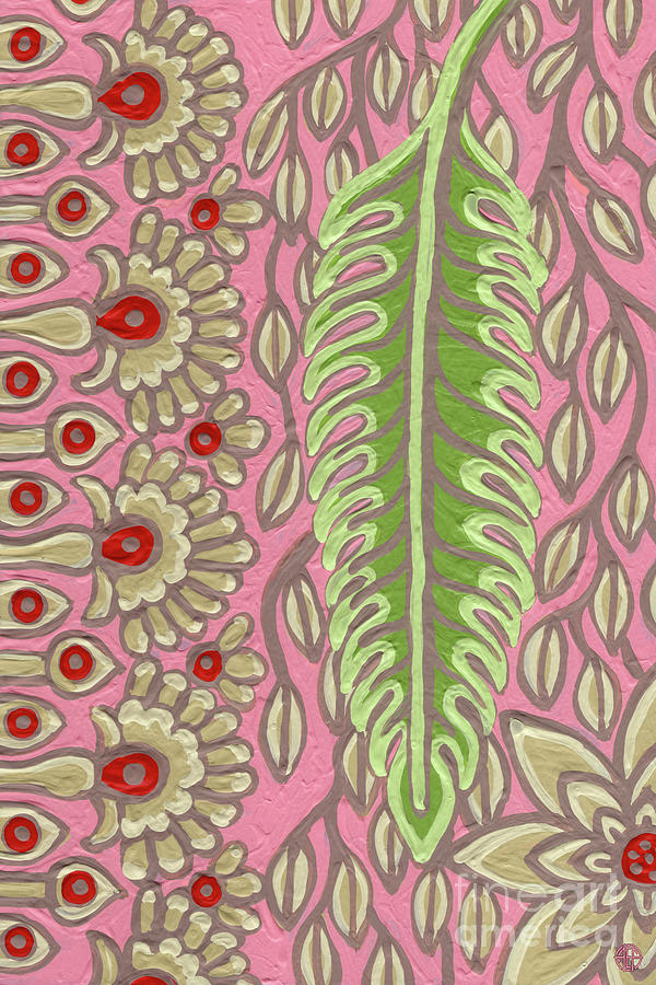 Leaf And Design Carnation Pink 2 Painting by Amy E Fraser