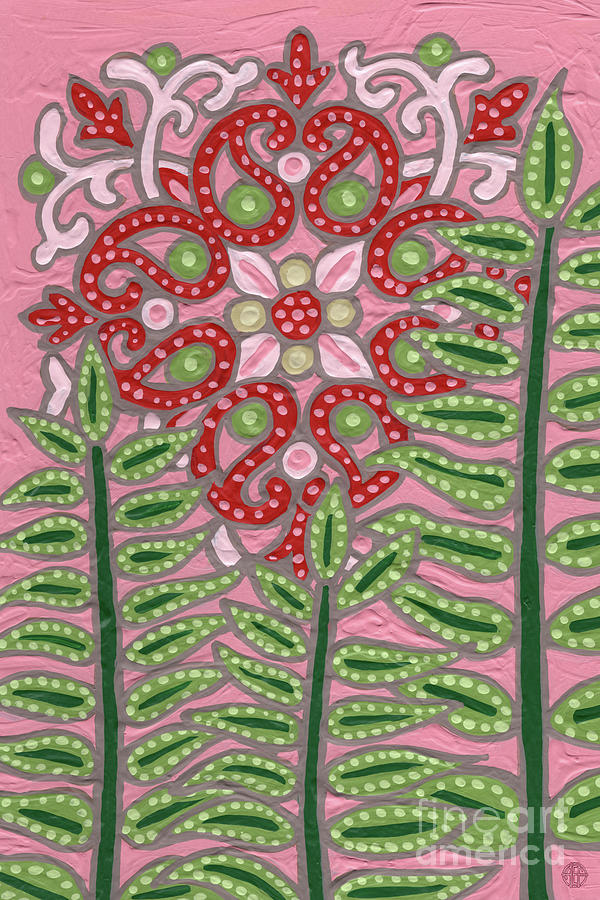 Leaf And Design Carnation Pink 4 Painting by Amy E Fraser
