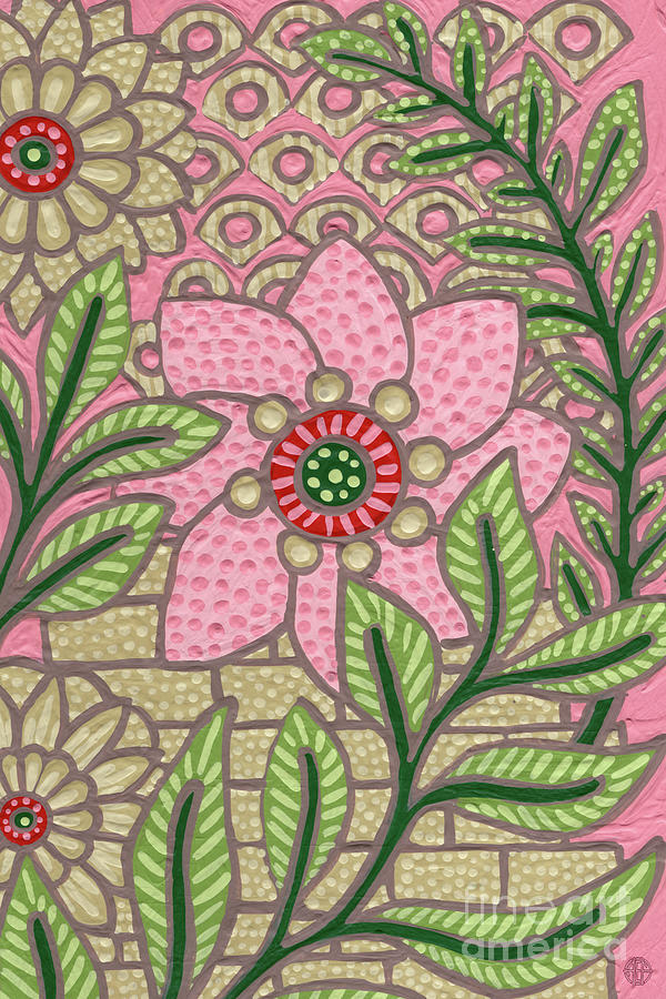 Leaf And Design Carnation Pink 5 Painting by Amy E Fraser