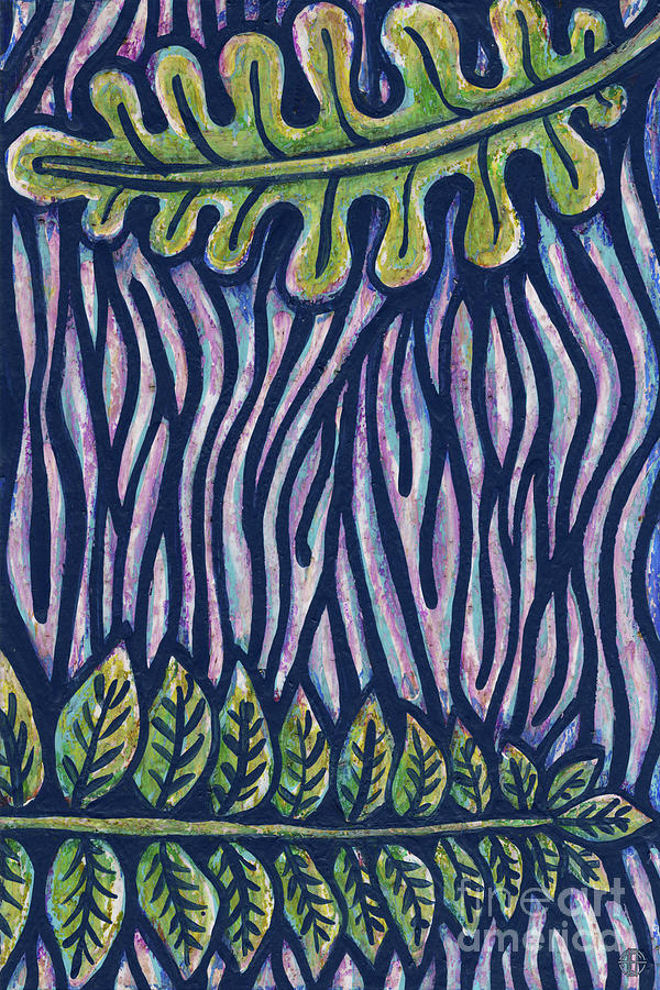 Leaf And Design Jungle Blue 1 Painting by Amy E Fraser