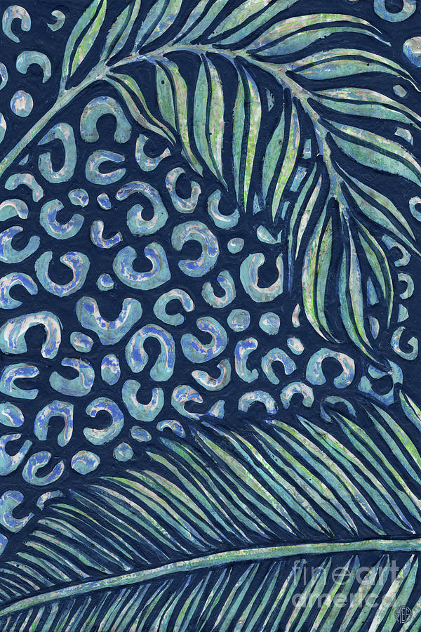 Leaf And Design Jungle Blue 4 Painting by Amy E Fraser
