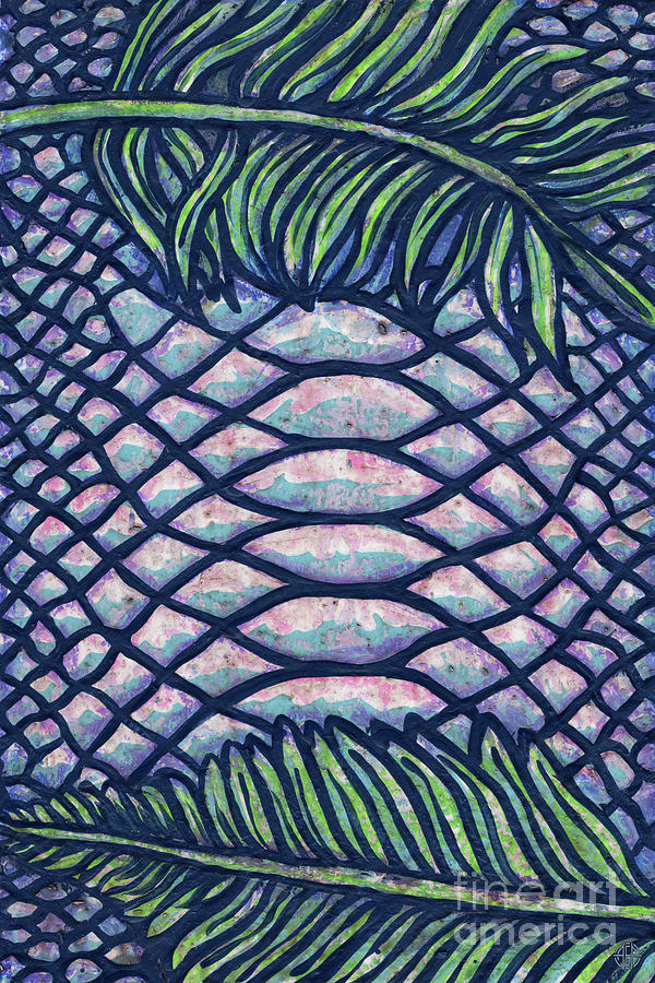 Leaf And Design Jungle Blue 6 Painting by Amy E Fraser