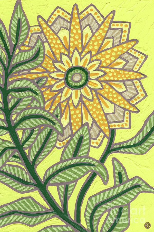 Leaf And Design Lemon Yellow 4 Painting by Amy E Fraser