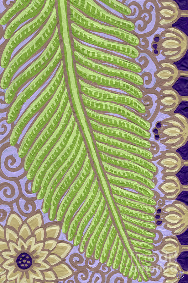 Leaf And Design Periwinkle Purple 1 Painting by Amy E Fraser