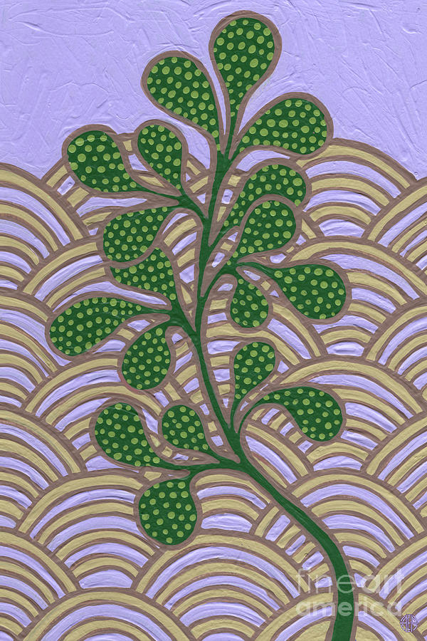 Leaf And Design Periwinkle Purple 3 Painting by Amy E Fraser