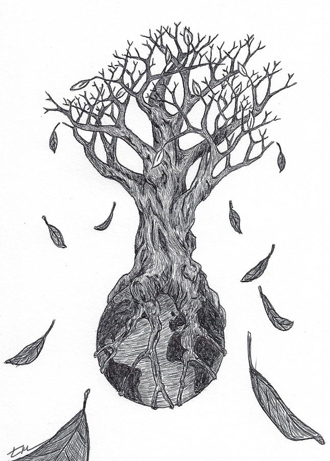 Leaf Fall Drawing by Teresamarie Yawn
