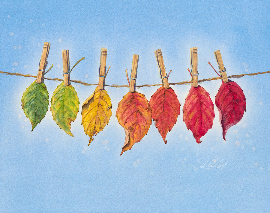 Leaf it out to dry Painting by Julie Senf