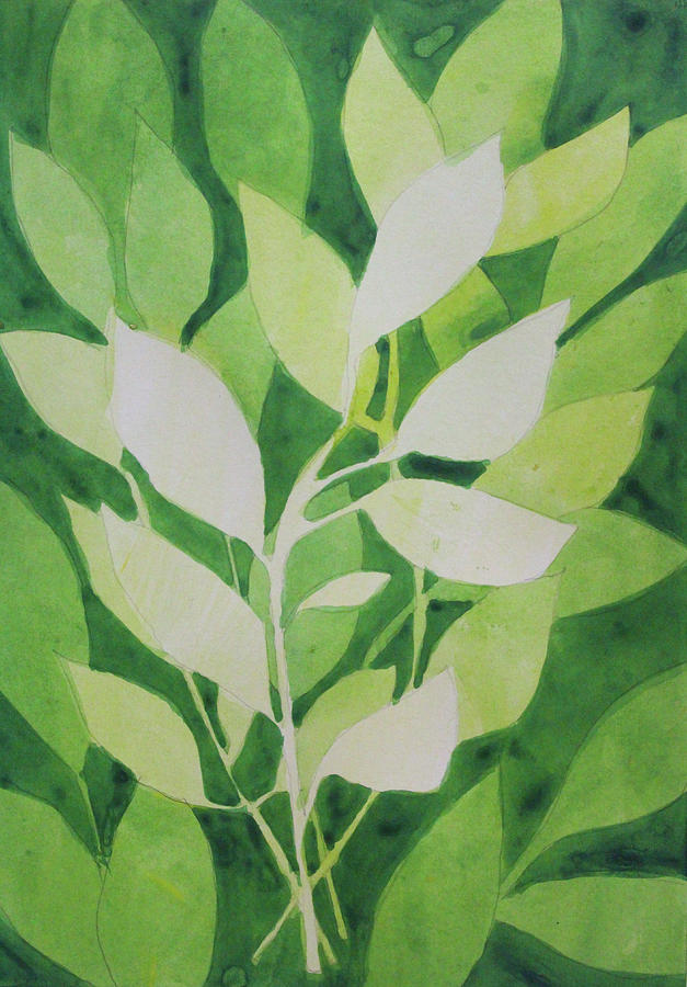 Leaf Layers Green Painting by Nancy Merkle