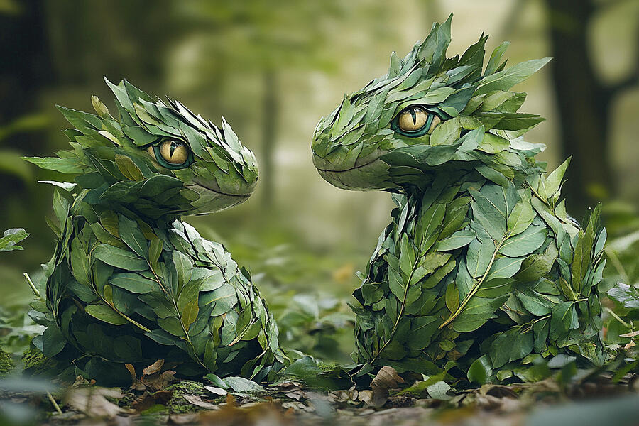 Leaf-Lizard Babies Digital Art by Lisa Yount Leaf-Lizard Babies Digital Art by Lisa Yount
