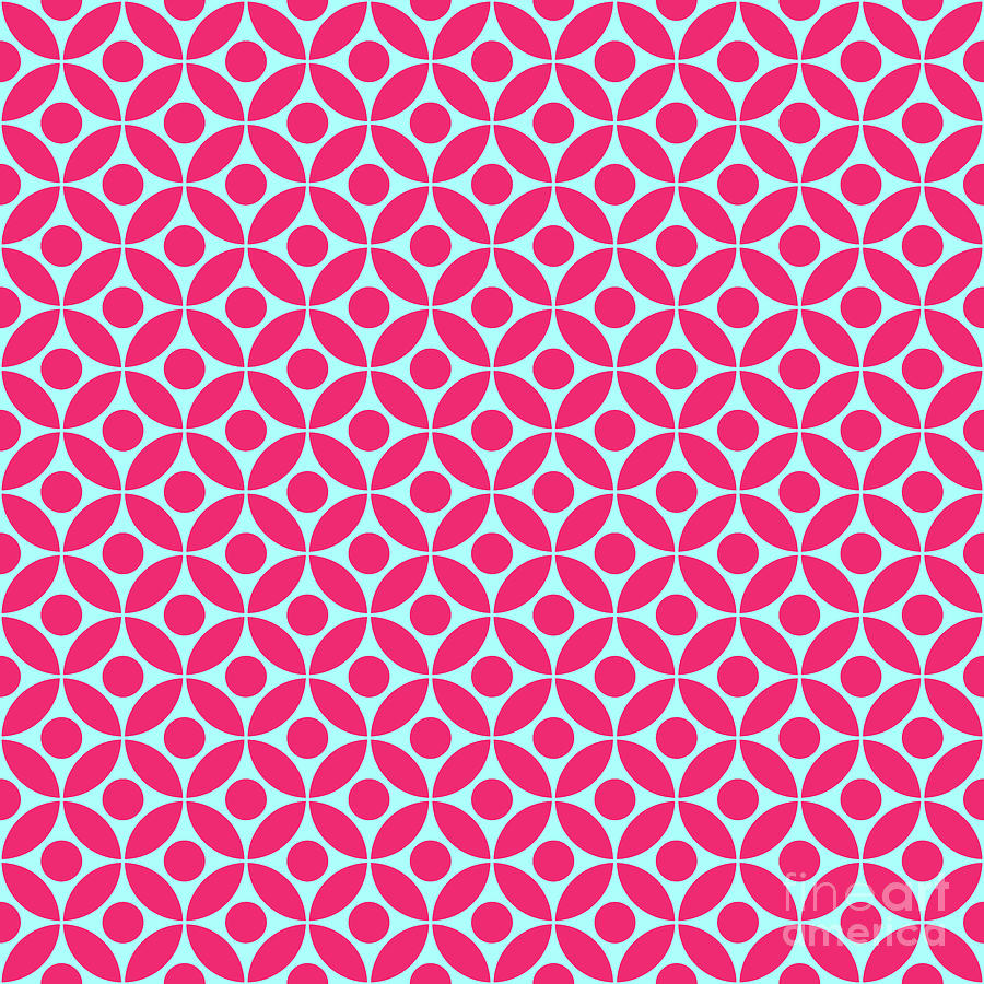 Leaf With Center Circle Pattern In Light Aqua And Raspberry Pink N.2841 Painting