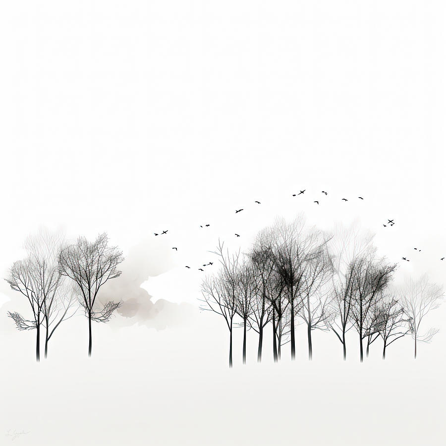 Leafless Tree Silhouettes Art Painting by Lourry Legarde