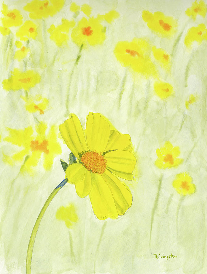 Leafy Stemmed Coreopsis Painting by Timothy Livingston
