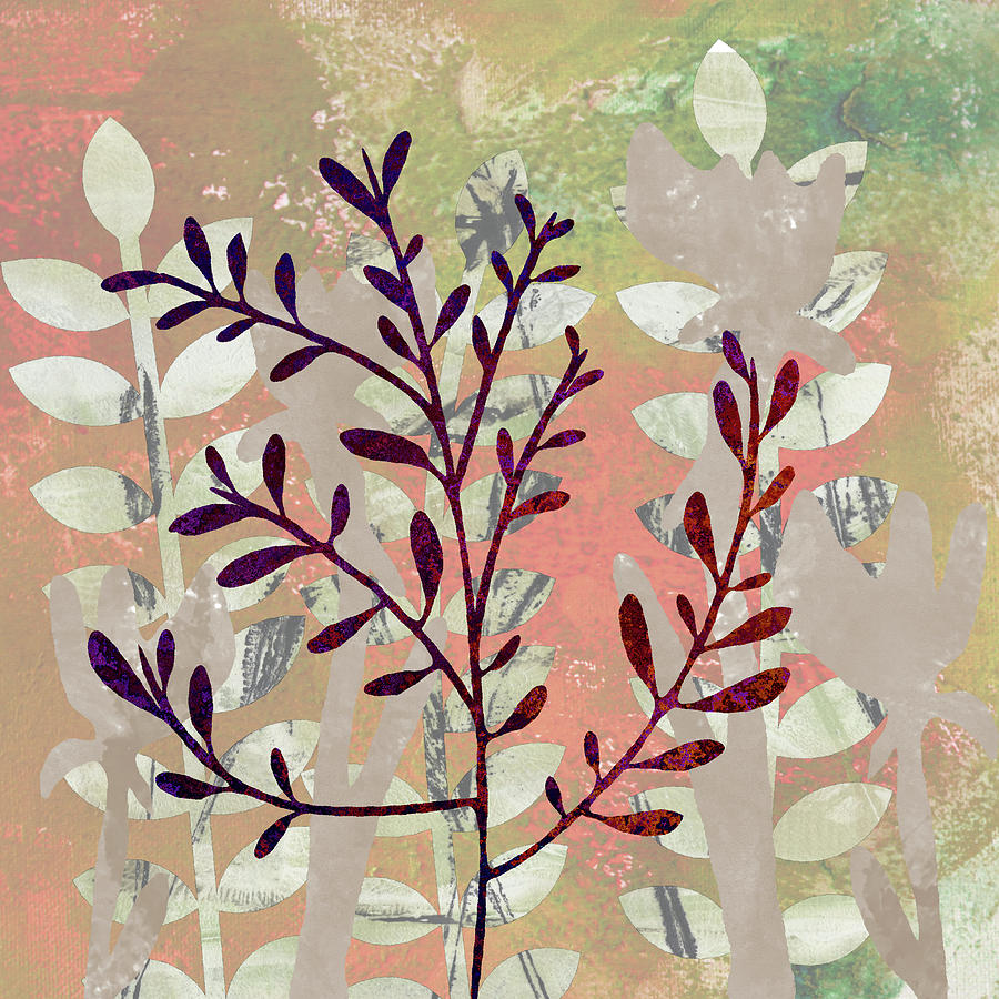 Leafy Tree Abstract Mixed Media by Nancy Merkle