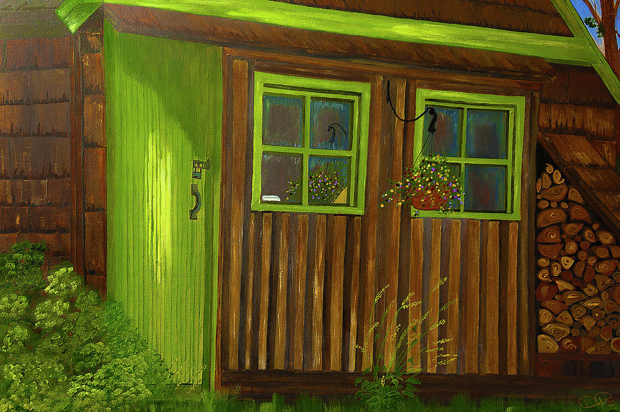 Lean To Potting Shed Painting by Dee Browning