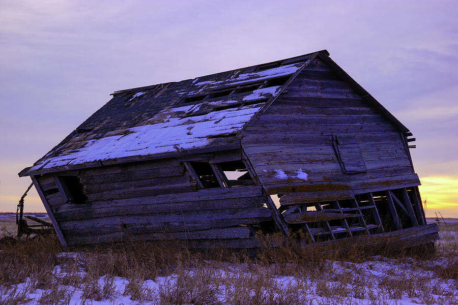 Leaning Barn At Sunset Photograph