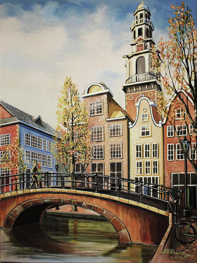 Leaning Clock Tower, Amsterdam Painting by Donald Presnell