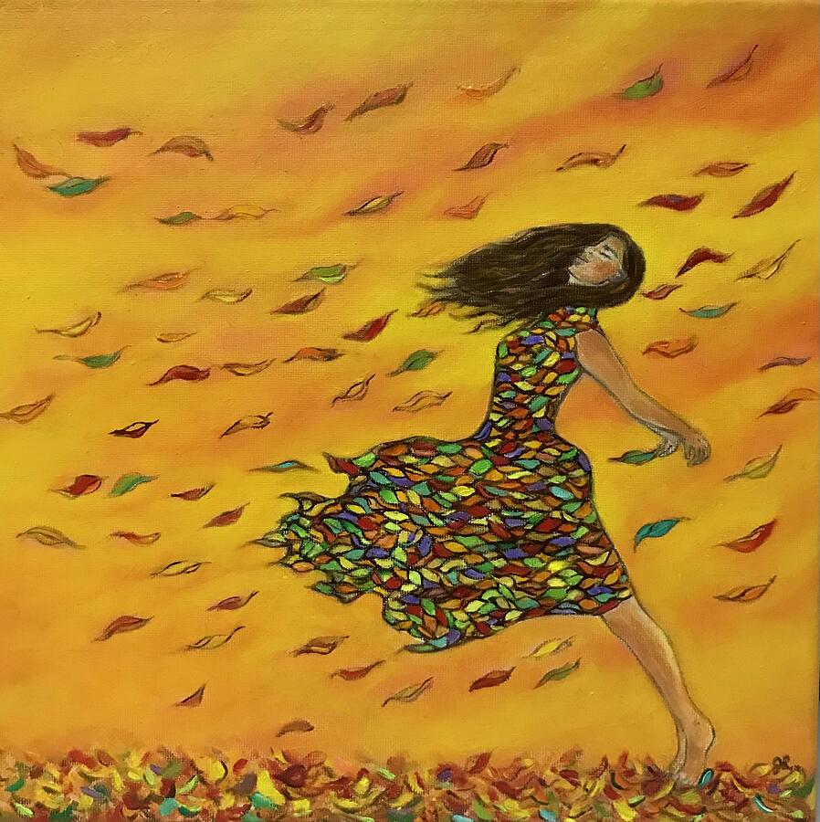 Fall Painting - Leaning Into Change  by Jacqueline Rodriguez