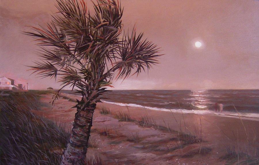 Leaning Palmetto Painting by Blue  Sky