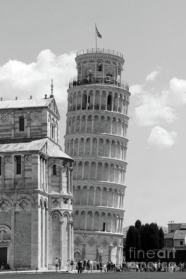 Leaning Tower of Pisa  0007bw Photograph by Jack Schultz