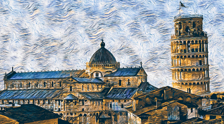 Leaning Tower of Pisa - 07 Painting by AM FineArtPrints