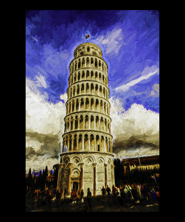 Leaning Tower Of Pisa Canvas Painting Digital Art by Pristine Artist