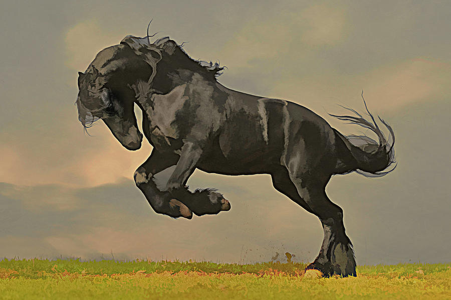 Leaping Stallion #1 Digital Art by Steve Ladner