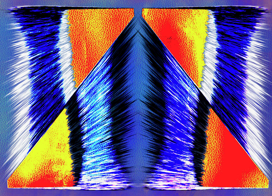 Abstract Digital Art - Leather And Bristles - Blue And Orange by Designs By Nimros