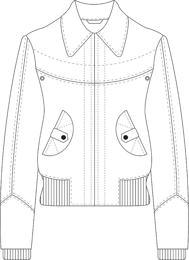 Leather Bomber Jacket Template Drawing by Mark Murphy
