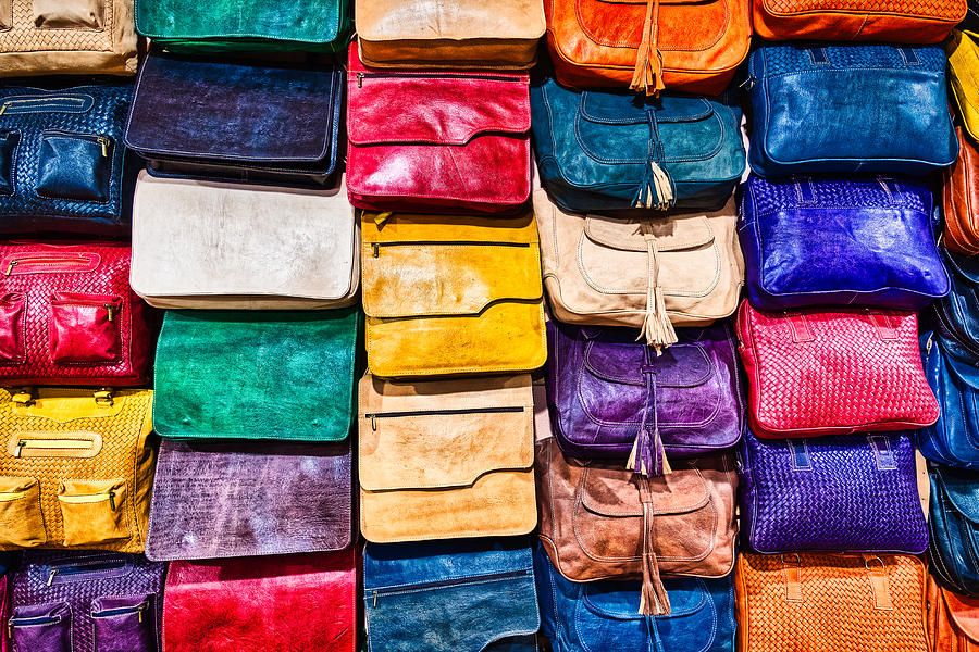 Leather Handbag Display - Morocco Photograph by Stuart Litoff