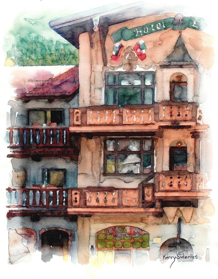 Leavenworth Painting - Leavenworths Hotel Europa by Kerry Siderius