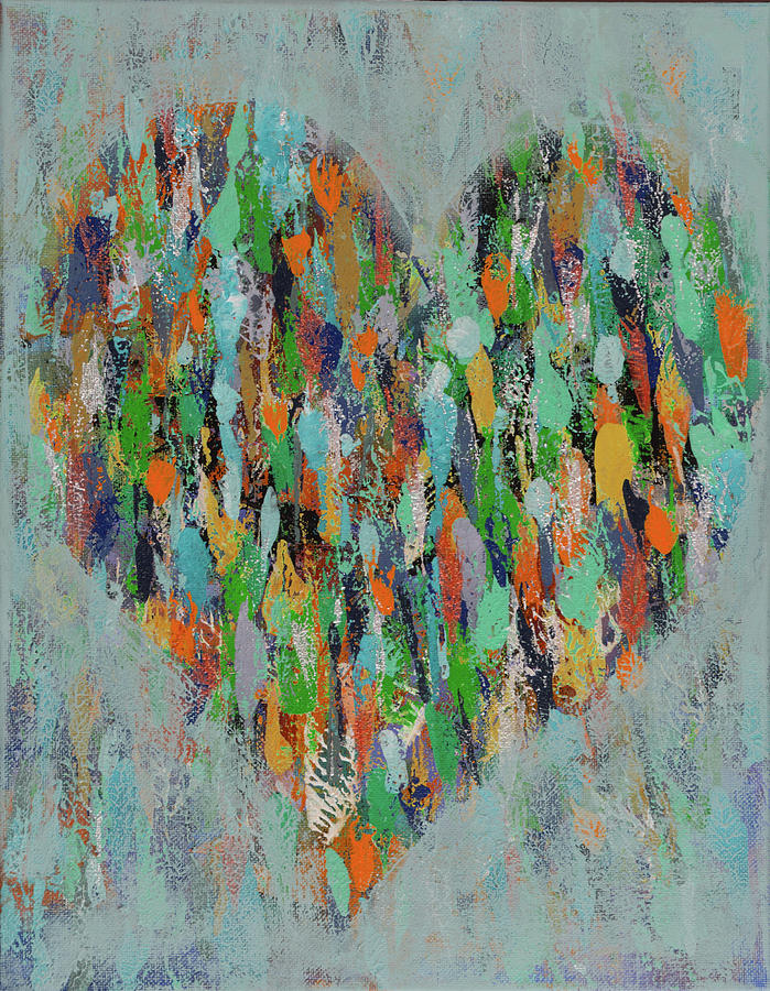 Leaves in Heart II Painting by Janet Yu