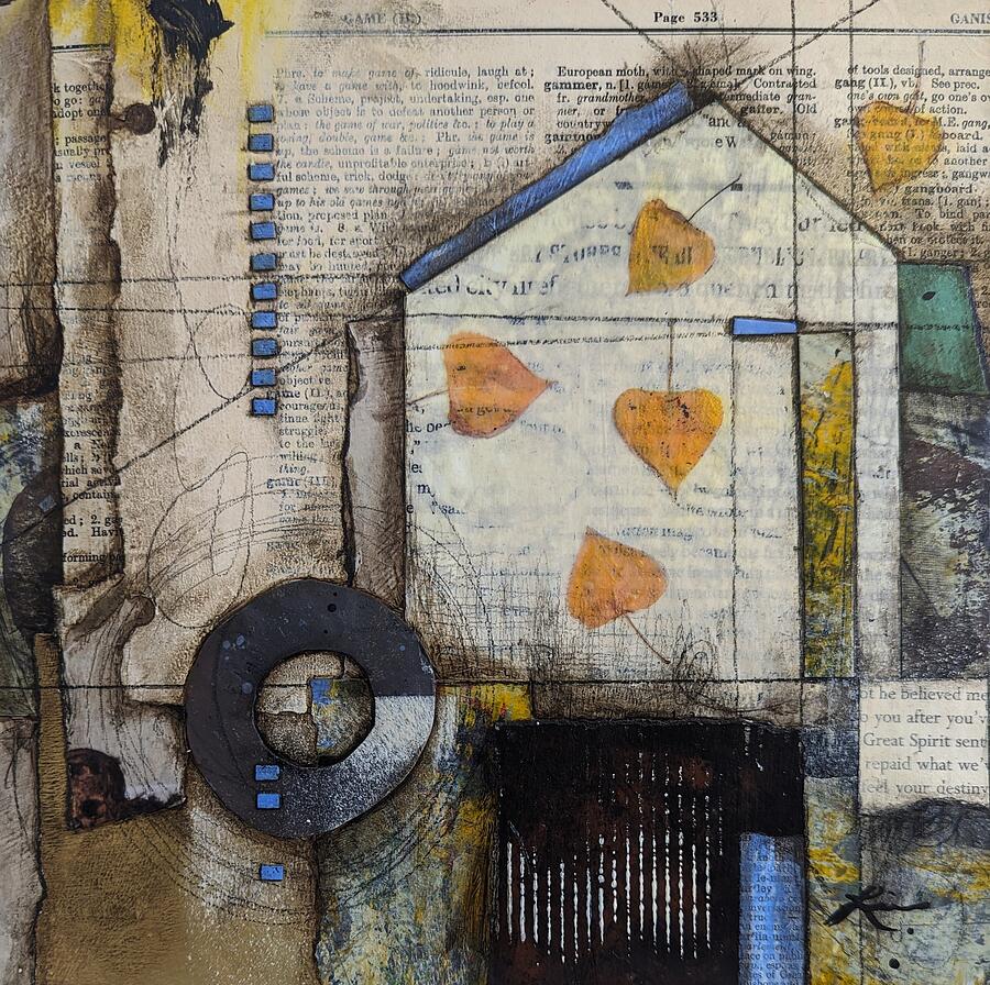 Abstract Mixed Media - Leaves In the House  by Laura Lein-Svencner