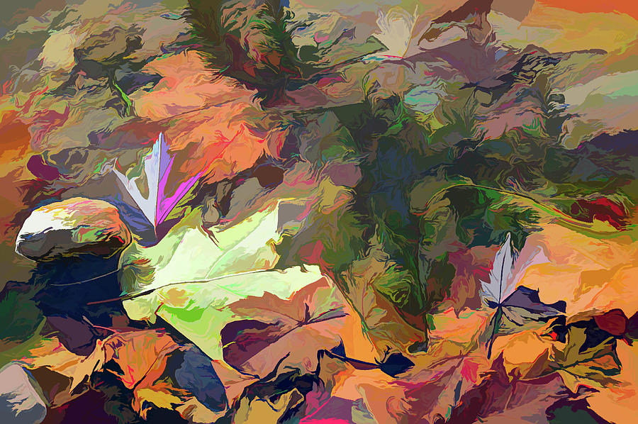Leaves on the edge of a lake II Photograph by Alan Goldberg