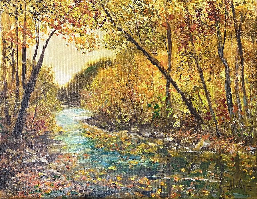 Leaves on the Water Painting by Alan Lakin - Fine Art America