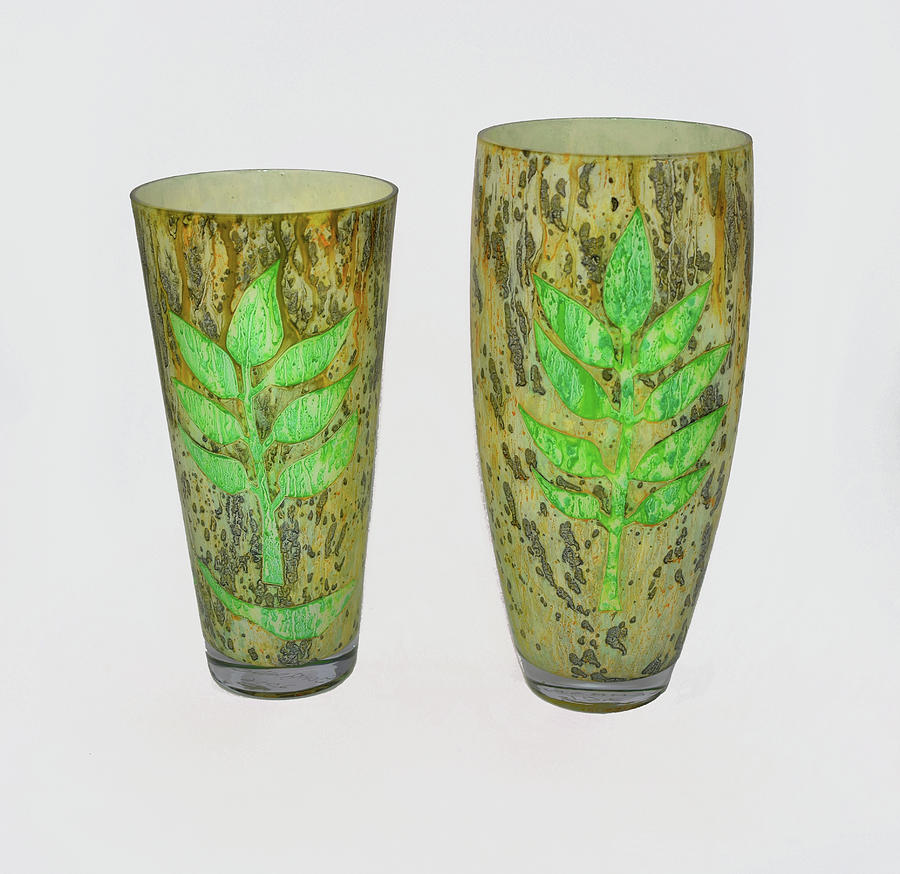 Leaves set of two Glass Art by Christopher Schranck