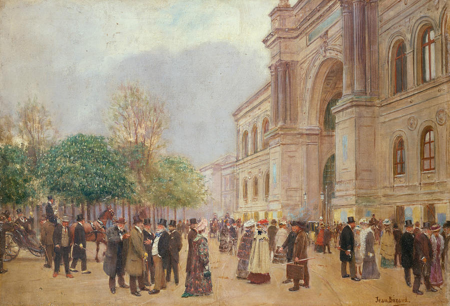 Leaving the Salon at the Palais de lIndustrie Painting by Jean Beraud