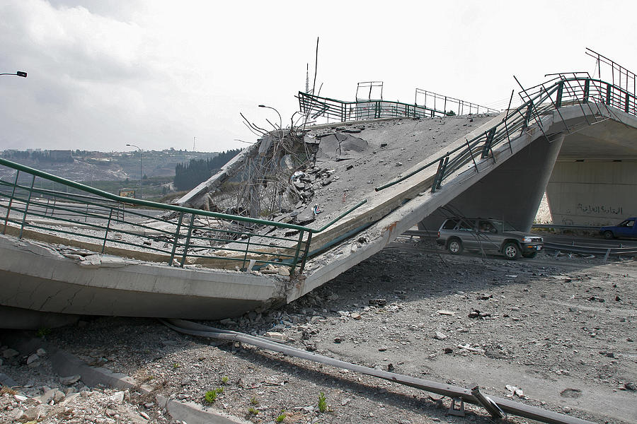 Lebanon, Beirut, Bridge destroyed by war Photograph by Hans Neleman