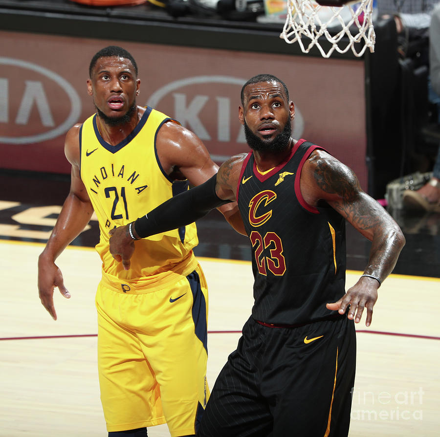 Lebron James and Thaddeus Young Photograph by Nathaniel S. Butler