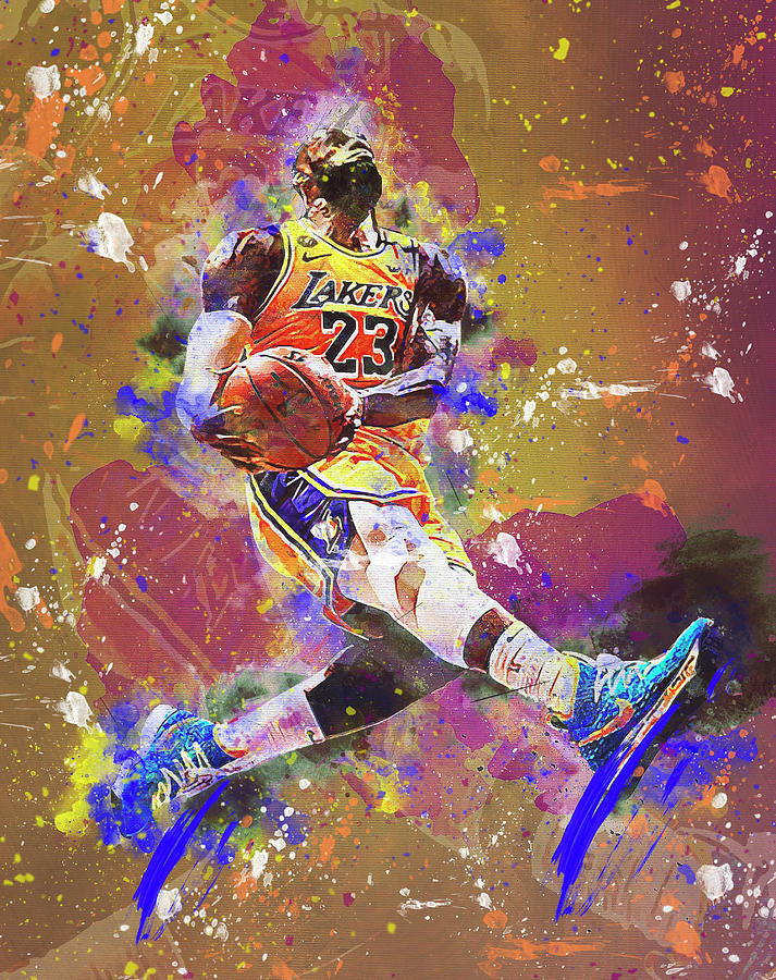 LeBron James Lakers Mixed Media Digital Art by Elite Editions - Pixels