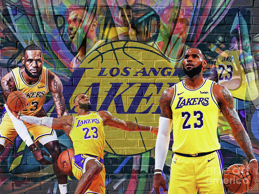 Lebron James Los Angeles Lakers Murals Art Design Digital Art by GnG ...