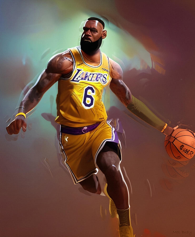 LeBron James Pro Basketball Player Mixed Media by Mal Bray - Pixels