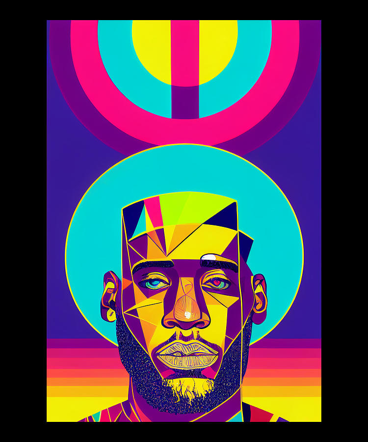 LeBron James Psychedelic Neon Portrait Digital Art by Cosmic Coyboys ...