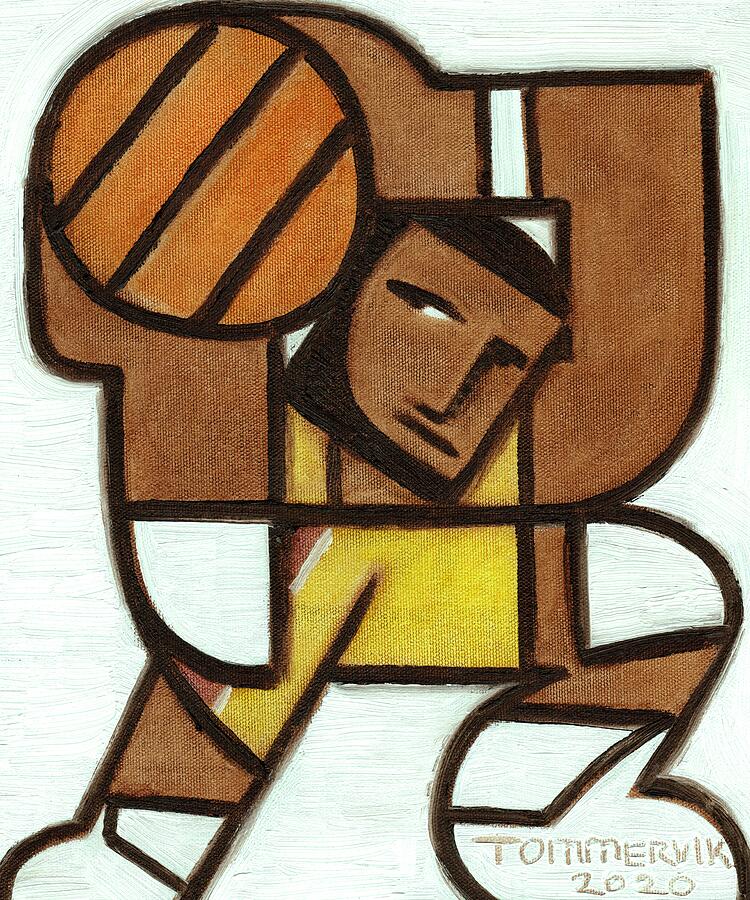 Lebron James Painting - Lebron James Shooting Basketball Art Print by Tommervik