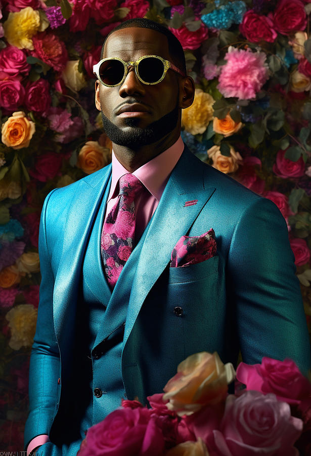Lebron  James  The  Man  Is  Dressed  In  A  Short  Blue  By Asar Studios Painting