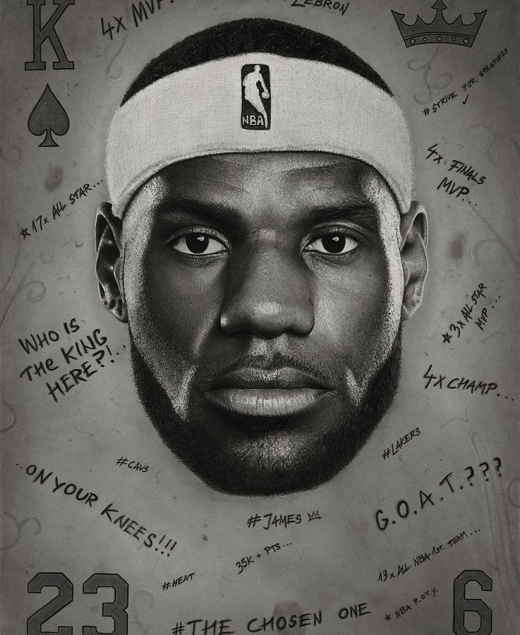 Lebron James Wall Art Drawing Drawing By Donovan Hurst